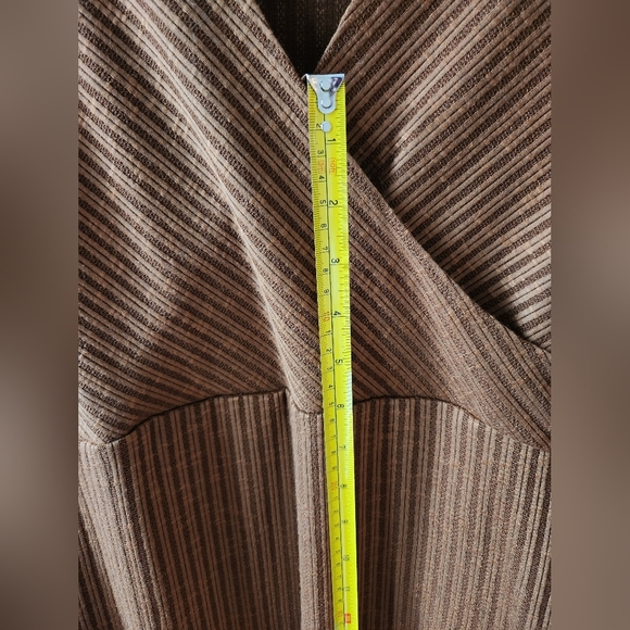 Brown Ribbed Knit Bodycon Midi Dress with Mock V-Neck Size L, BNWT - Picture 10 of 11